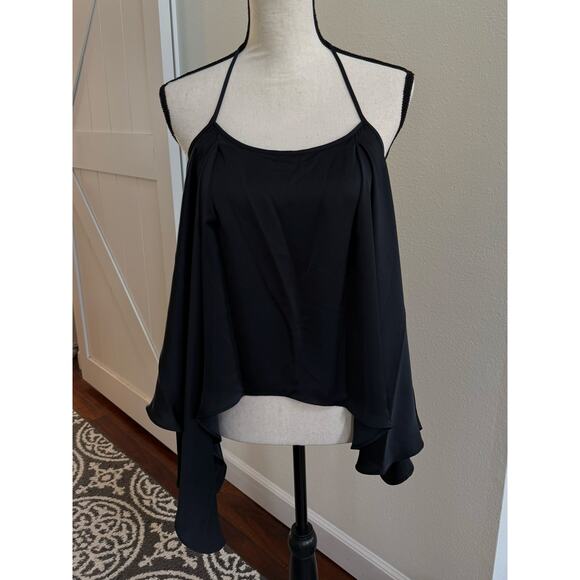 Ramy Brook NWT Kassidy Black Satin Elegant Blouse Halter Tank Top size Medium - Picture 4 of 12
